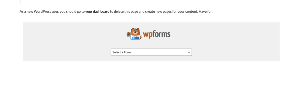 select the form from WP Forms